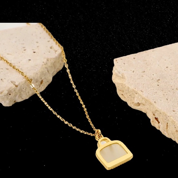 Opal Bag Handbag Crystal Necklace 18KGP - Picture 13 of 13